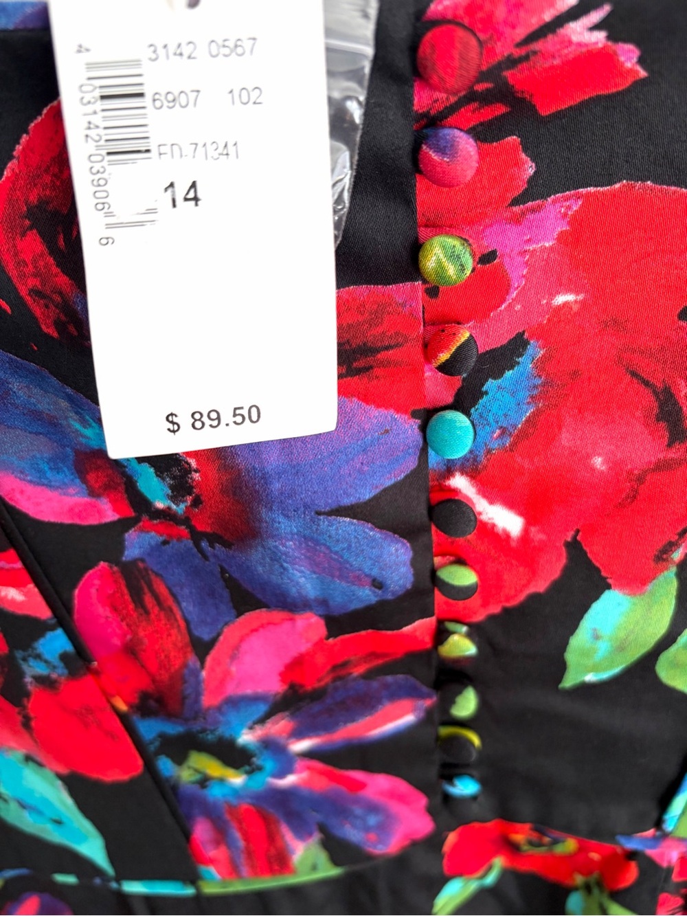 Tropical Floral Cotton Blend Fit and Flare Dress - Size 14 - NWT - Picture 4 of 8